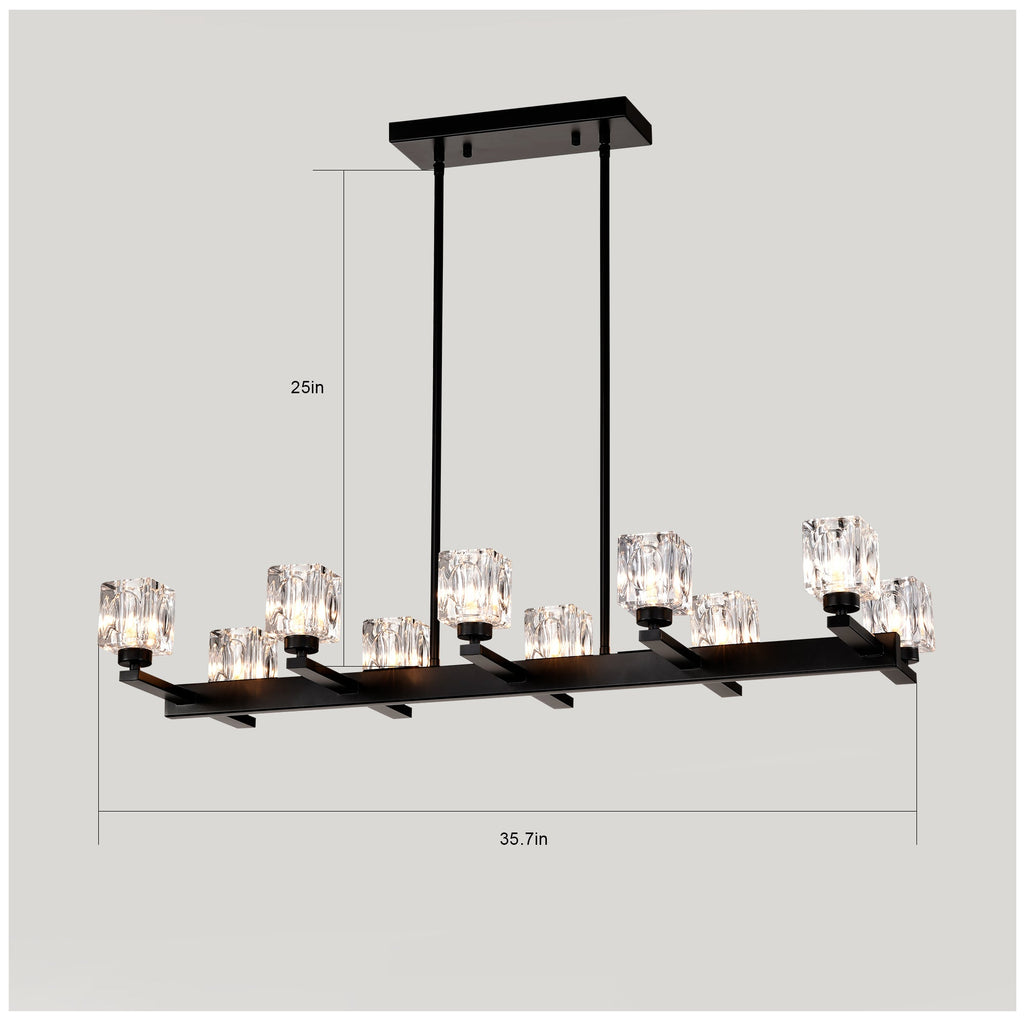10-Light Dining Room Chandelier with Contemporary Design - Metal