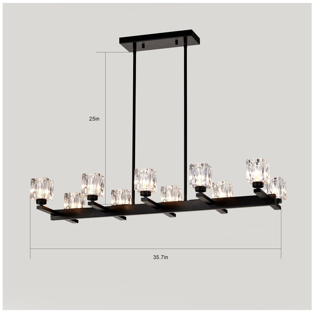 10-Light Dining Room Chandelier with Contemporary Design - Metal