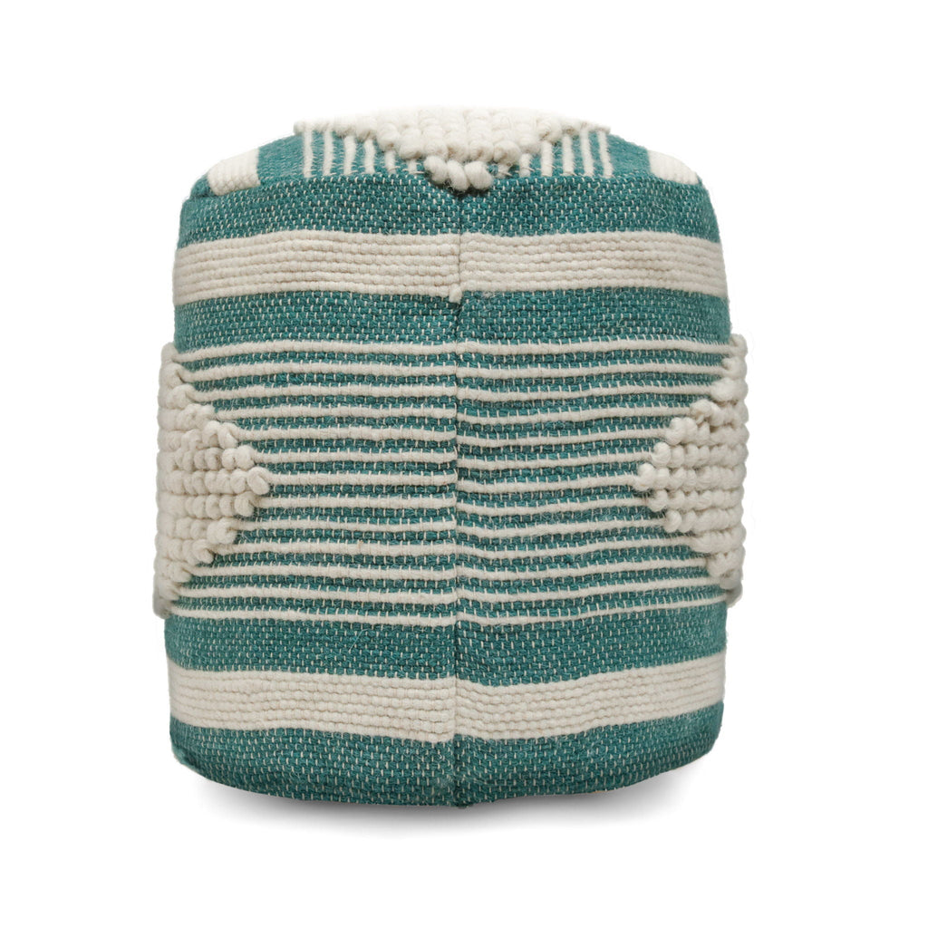 Handcrafted Cylindrical Pouf with Wool Upholstery - Dark Green, Black or Blue