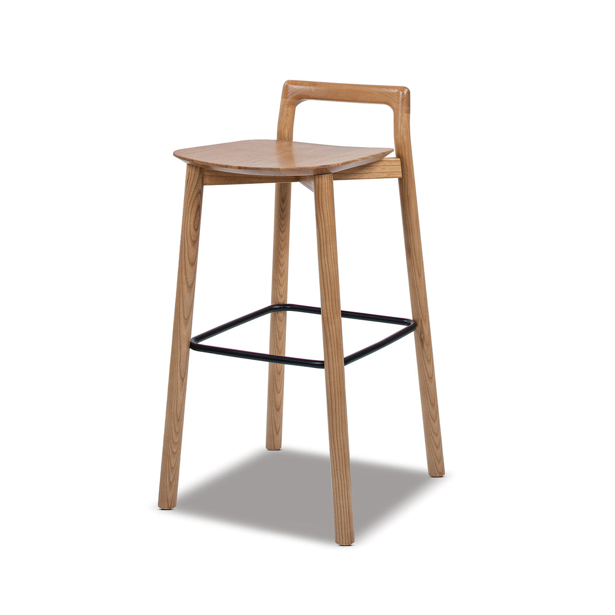 Modern Minimalist 30" Wood Barstool with Low Back - Brown