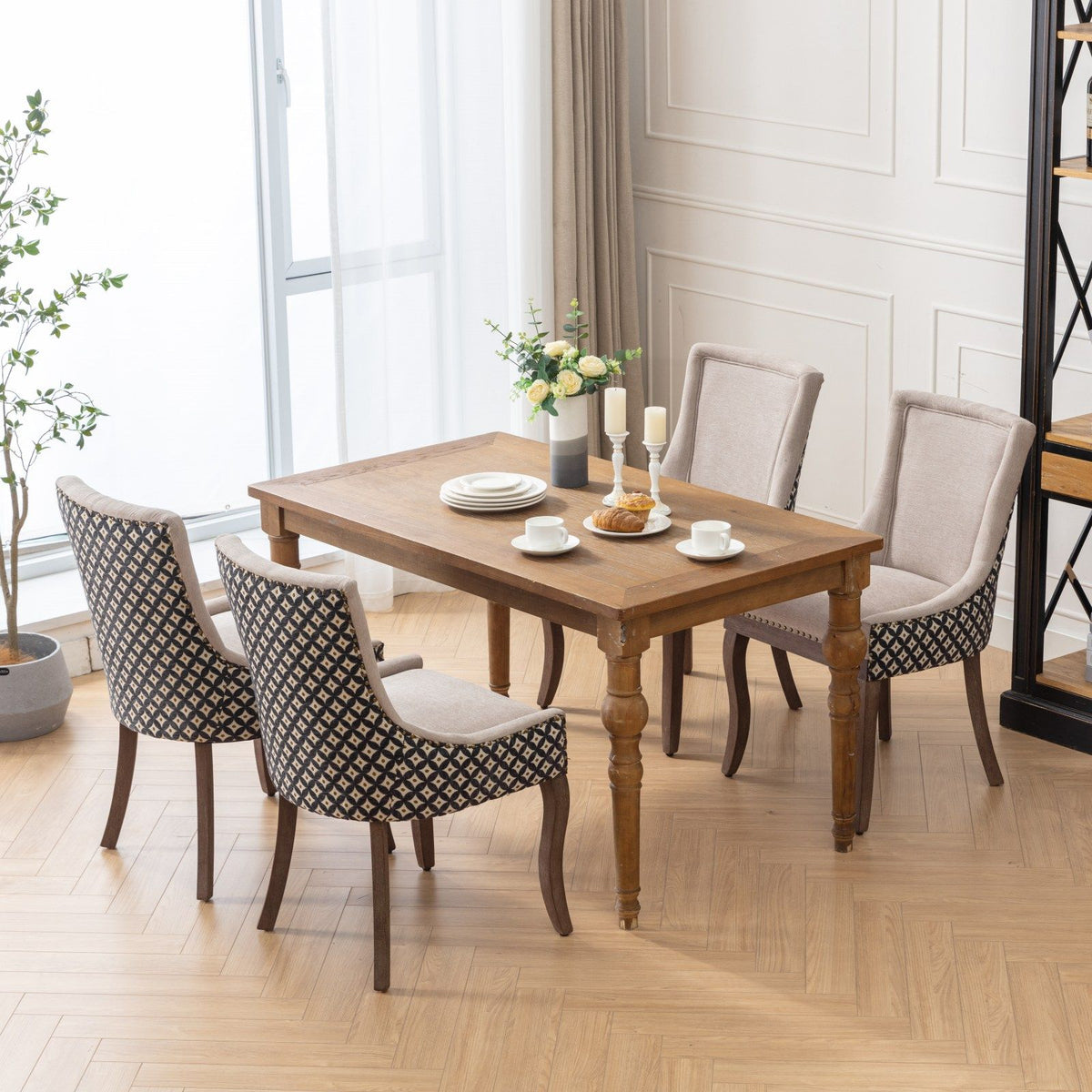 Ultra Side Dining Chair Set with Solid Wood Legs - Multiple Colors