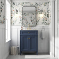 24" Bathroom Vanity with Ceramic Basin and Storage - Blue