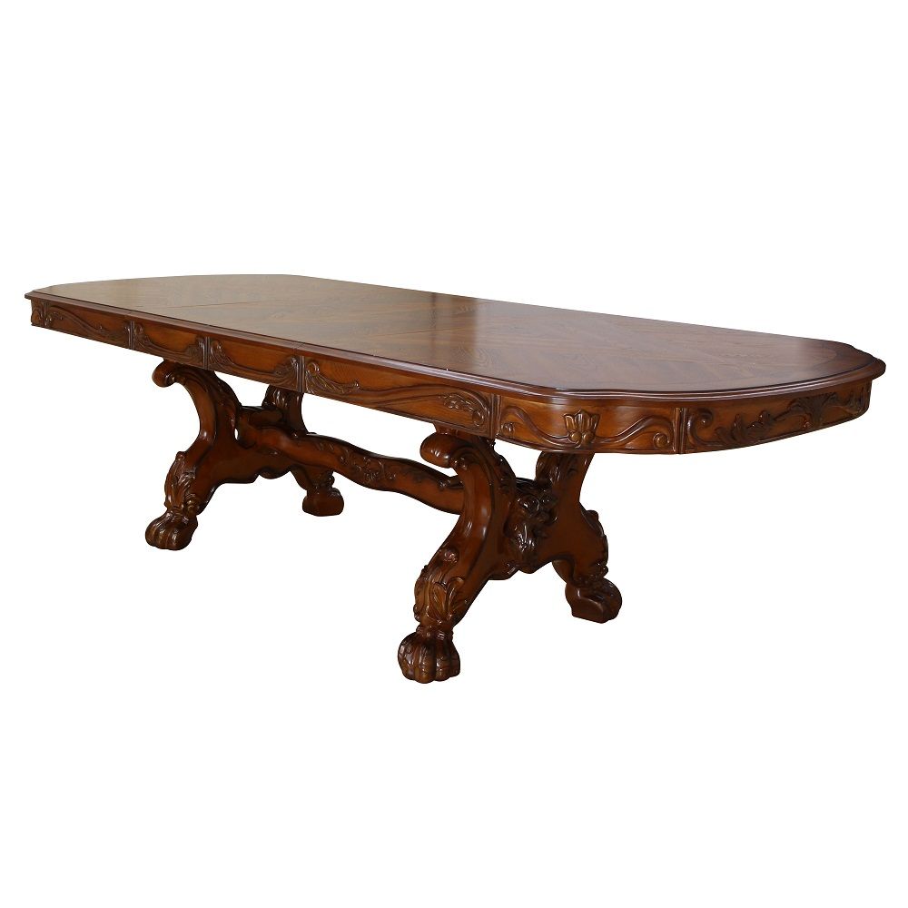 Dresden Elegant Dining Table with Wood Construction - Pearl Silver or Dark Brown