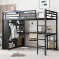 Full Size Loft Bed with Built-in Wardrobe and Desk