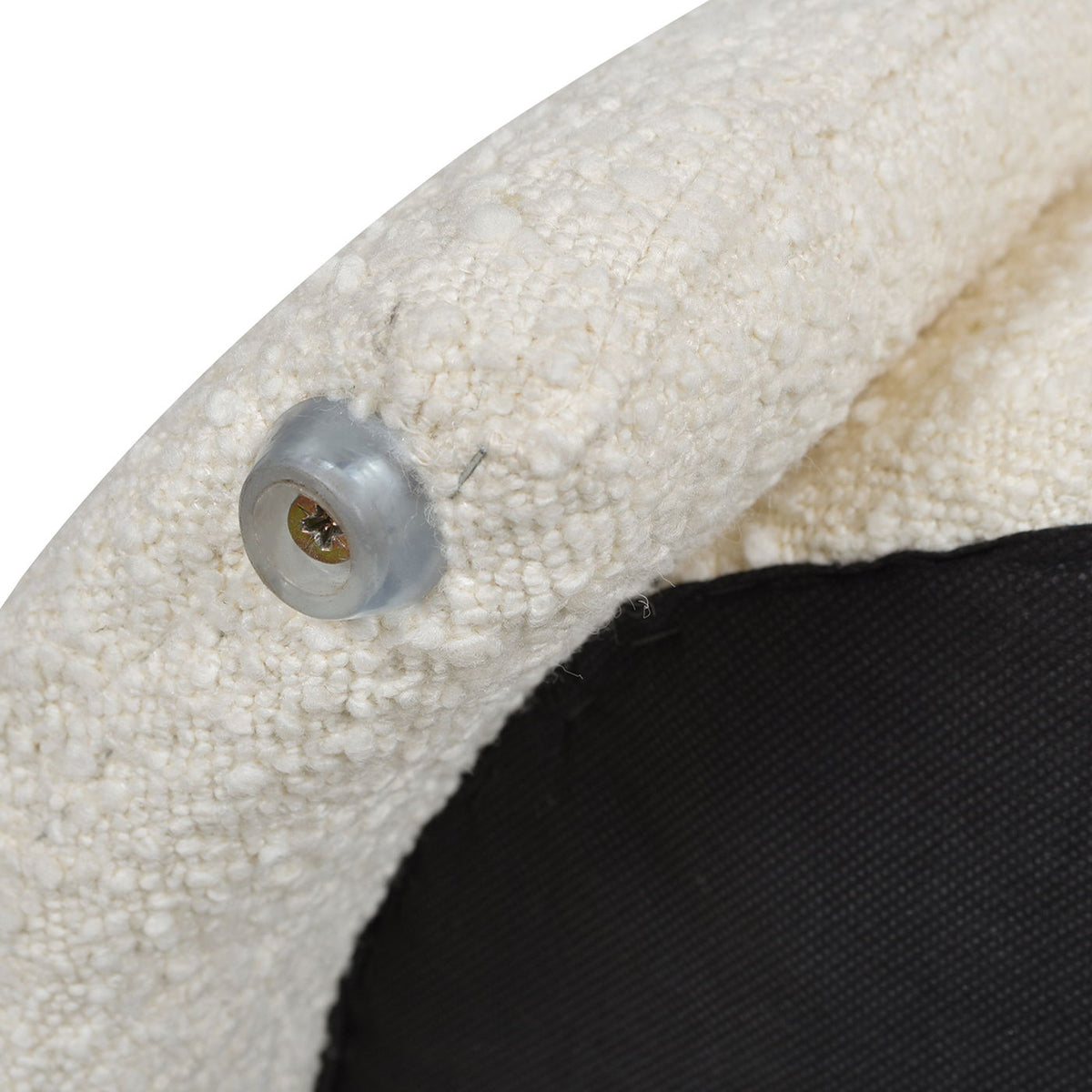 Ivory White Oval Storage Bench with Three-Compartment Interior - Upholstered