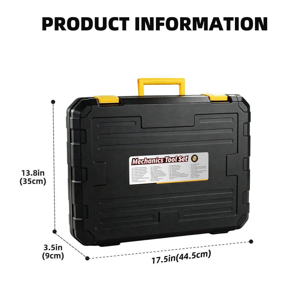 266-Piece Mechanics Tool Set with Durable Storage Case - Black, Yellow