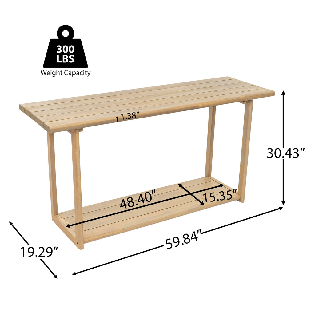 Woodside Rectangular Outdoor Buffet & Console Table with 300 lb Capacity - Acacia Wood