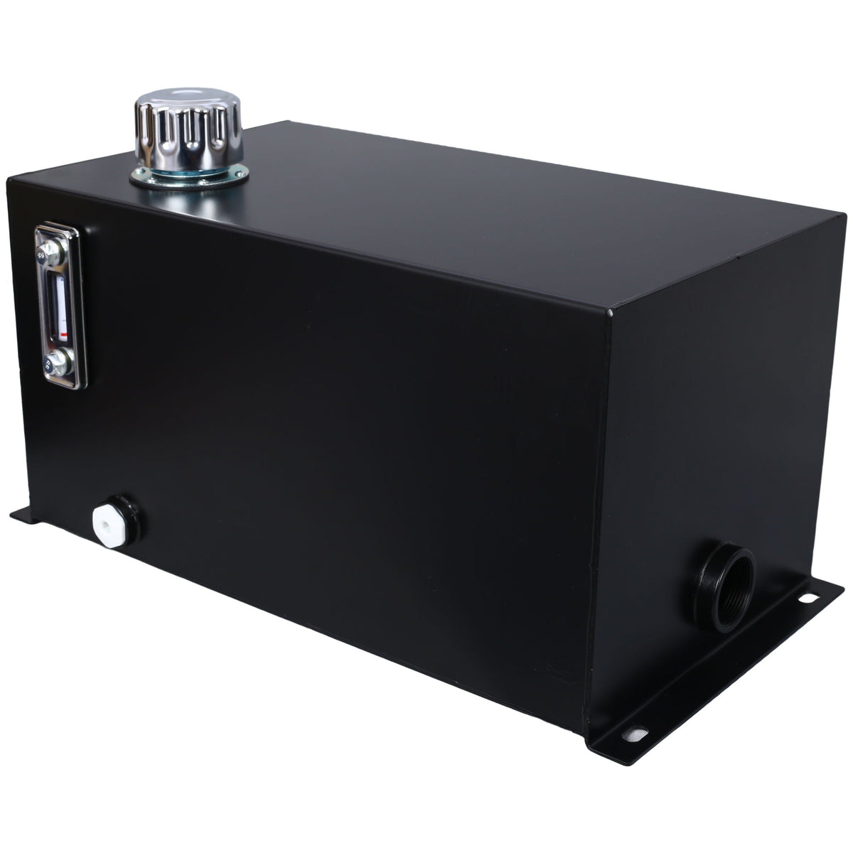 Heavy Duty Hydraulic Fluid Tank with Strainer, Gauge & Breather Cap - Black
