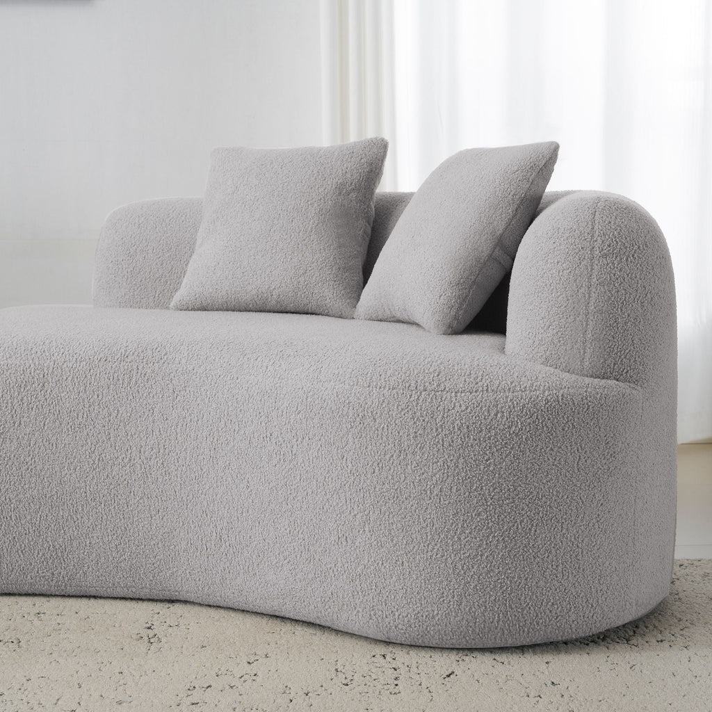 Curved 4 Seater Full Compression Sponge Sofa with Soft Upholstery - White or Gray