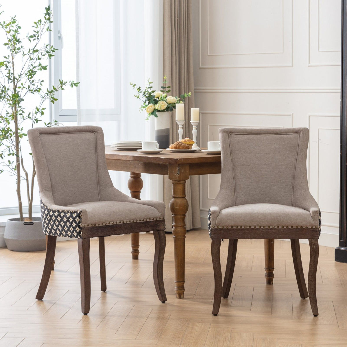 Ultra Side Dining Chair Set with Solid Wood Legs - Multiple Colors