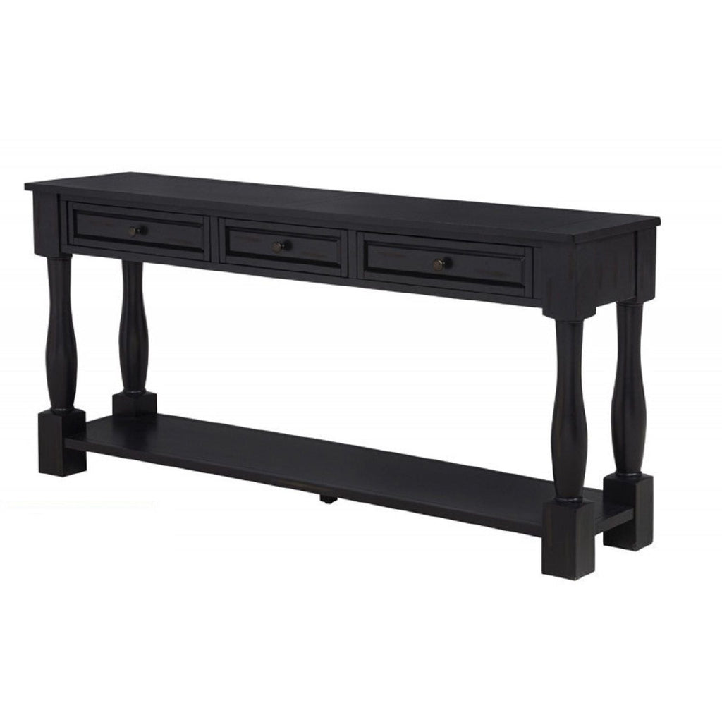 Long Console Table with Drawers and Shelf - Dark Brown or Blue