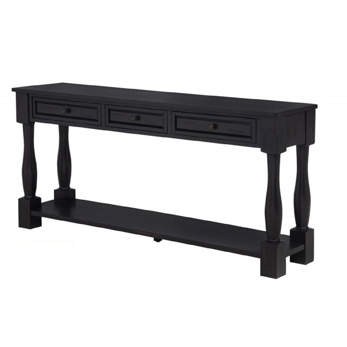 Long Console Table with Drawers and Shelf - Dark Brown or Blue