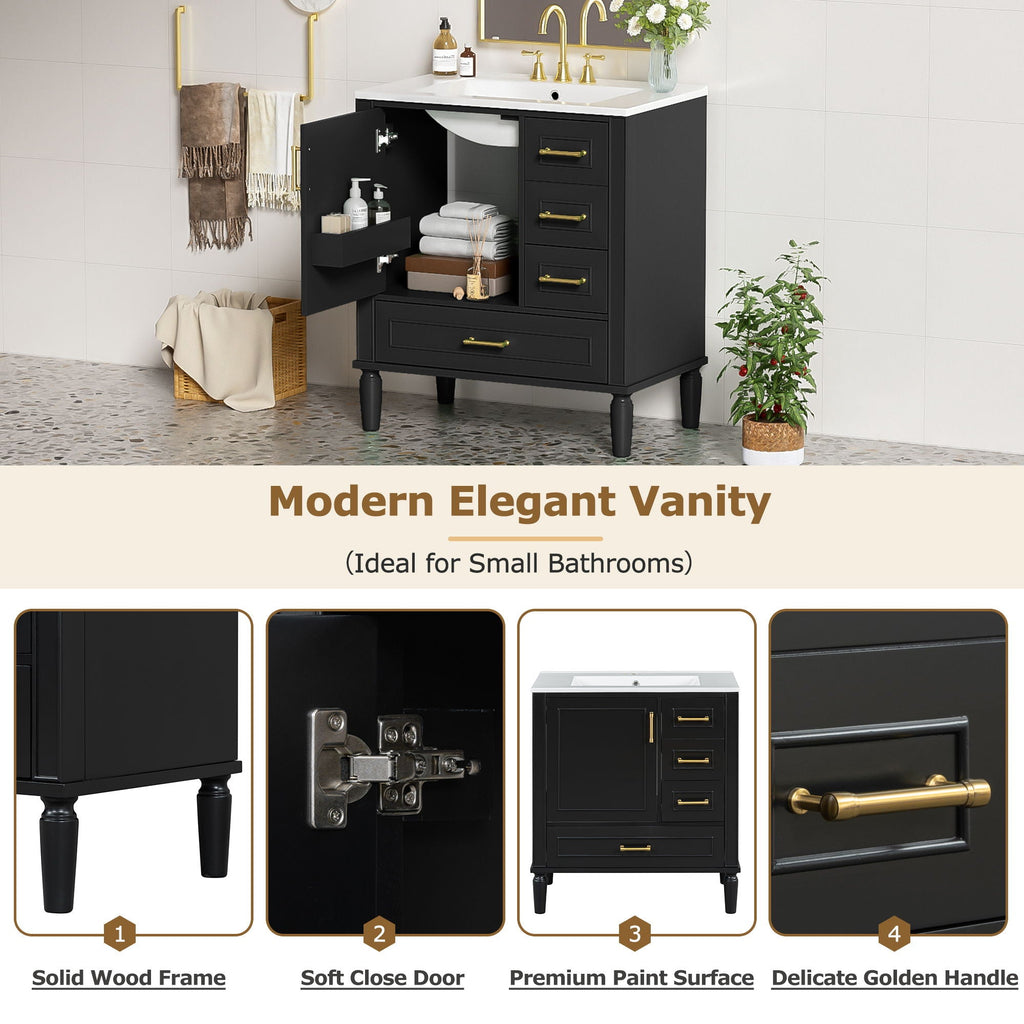 Traditional Bathroom Vanity Set with Soft Close Doors - Multiple Colors