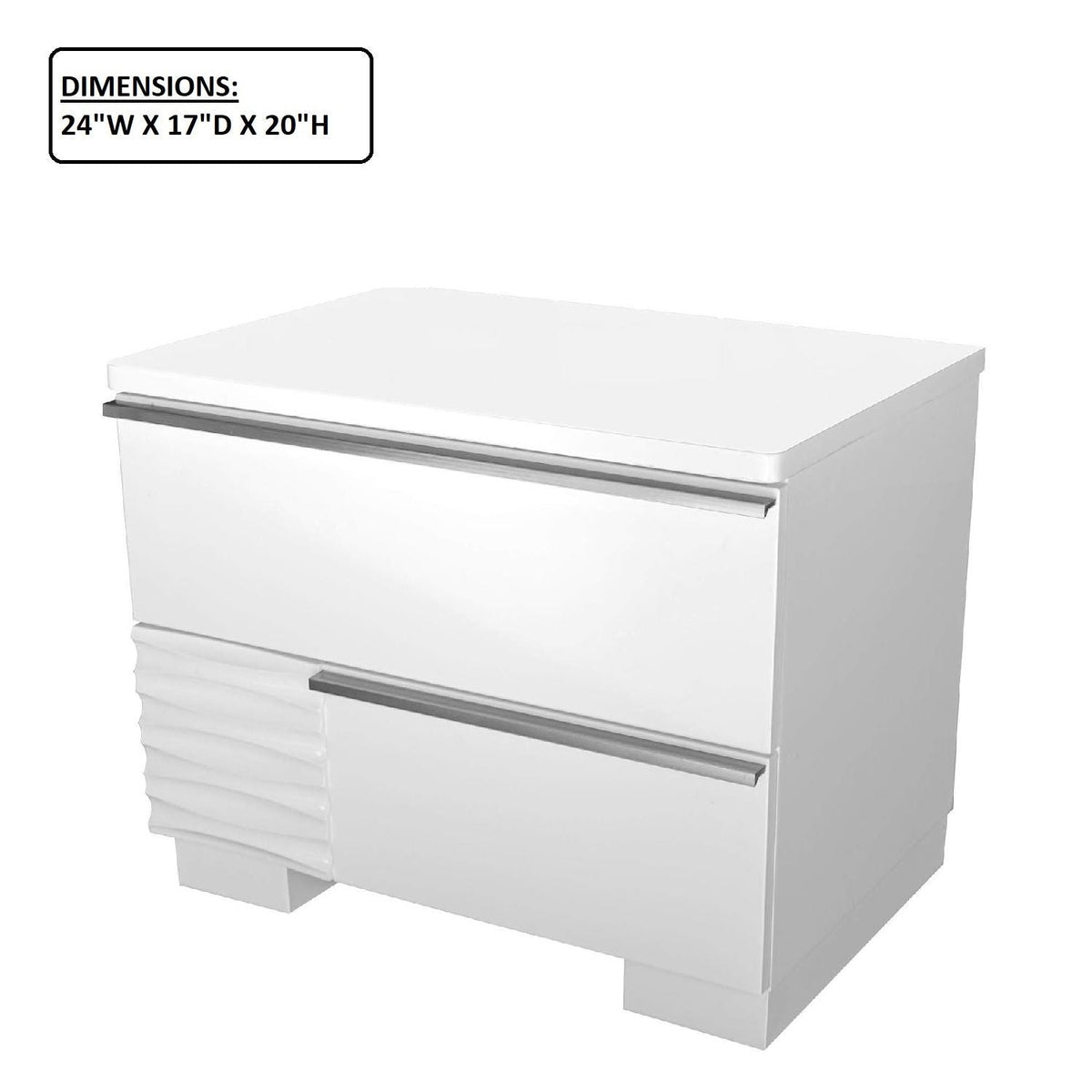 White 2 Drawer Nightstand with Lacquer Finish