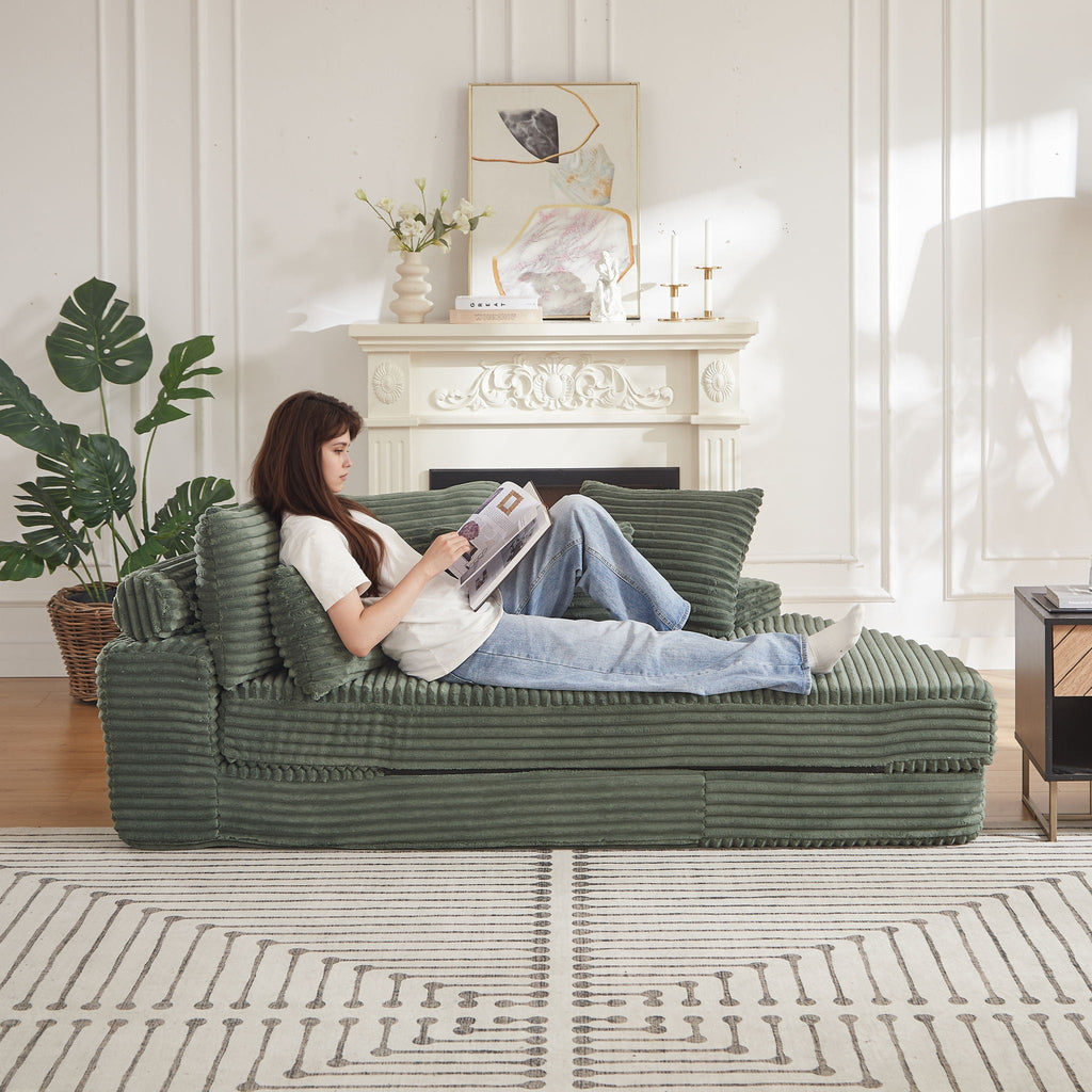 Semi Circular 2 In 1 Sofa Bed with Neck Pillow - Beige, Black, or Dark Green