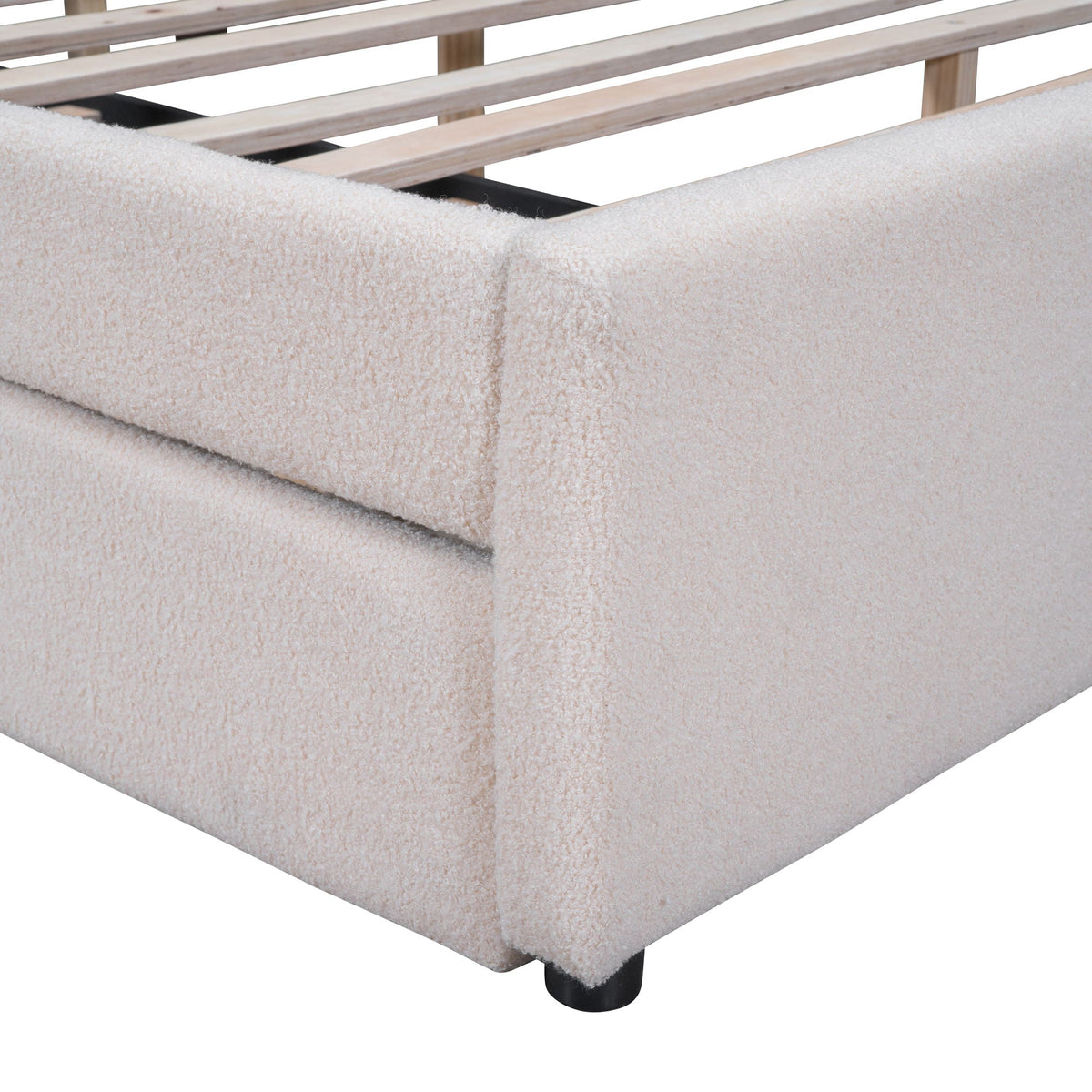 Upholstered Platform Bed With Trundle and LED Lights - Full or Queen