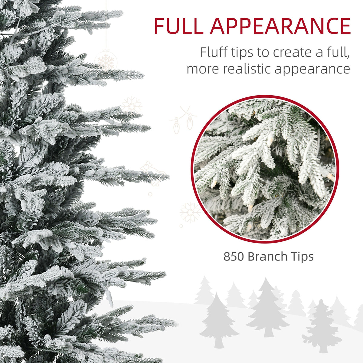 7.5ft Prelit Artificial Christmas Tree with Snow Flocked Branches - Warm Clear Lights