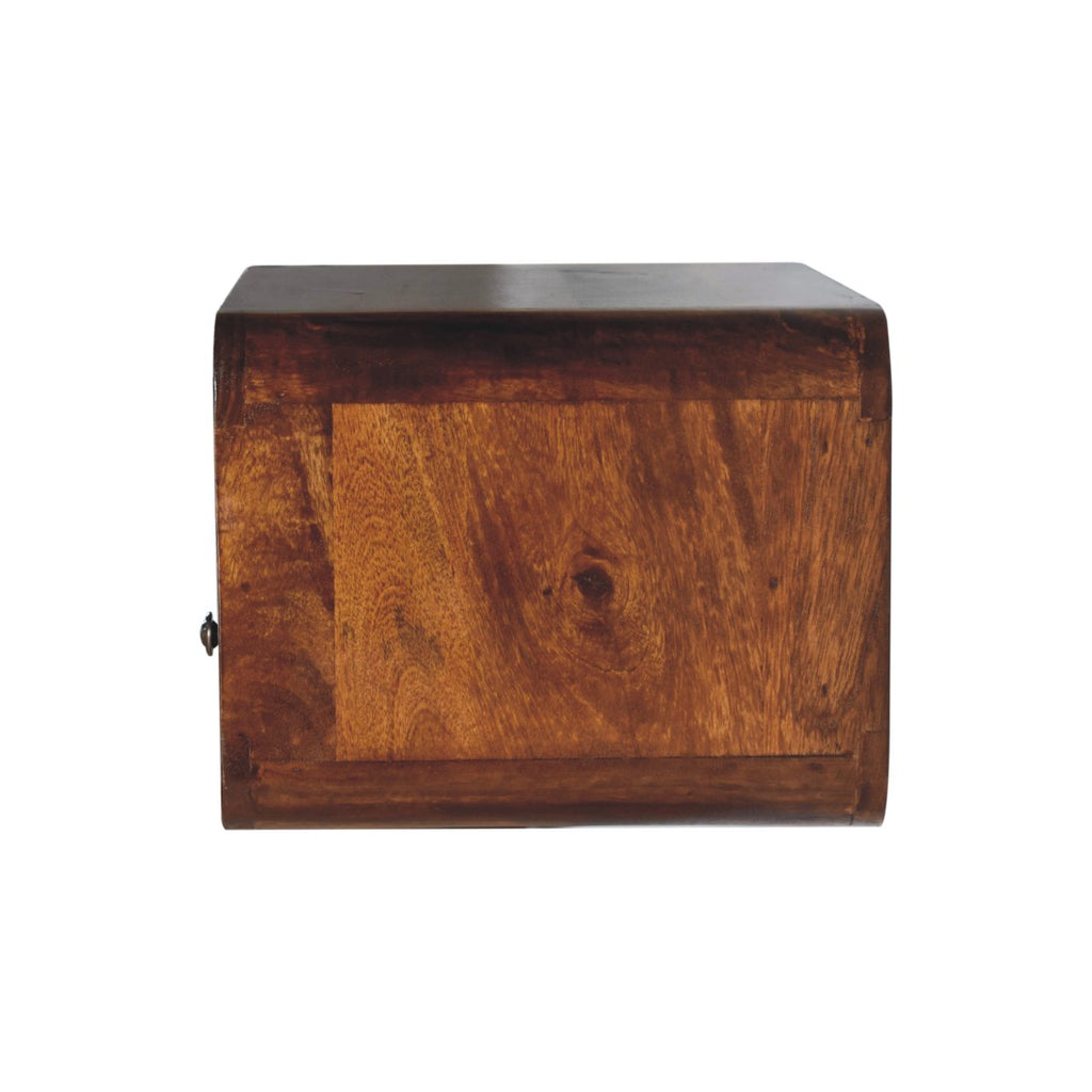 Large Floating Bedside Nightstand with Drawer and Open Shelf - Chestnut