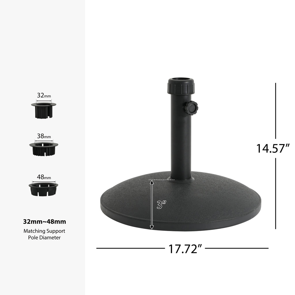 Black Round Outdoor Umbrella Base with Concrete Core - 35 lb