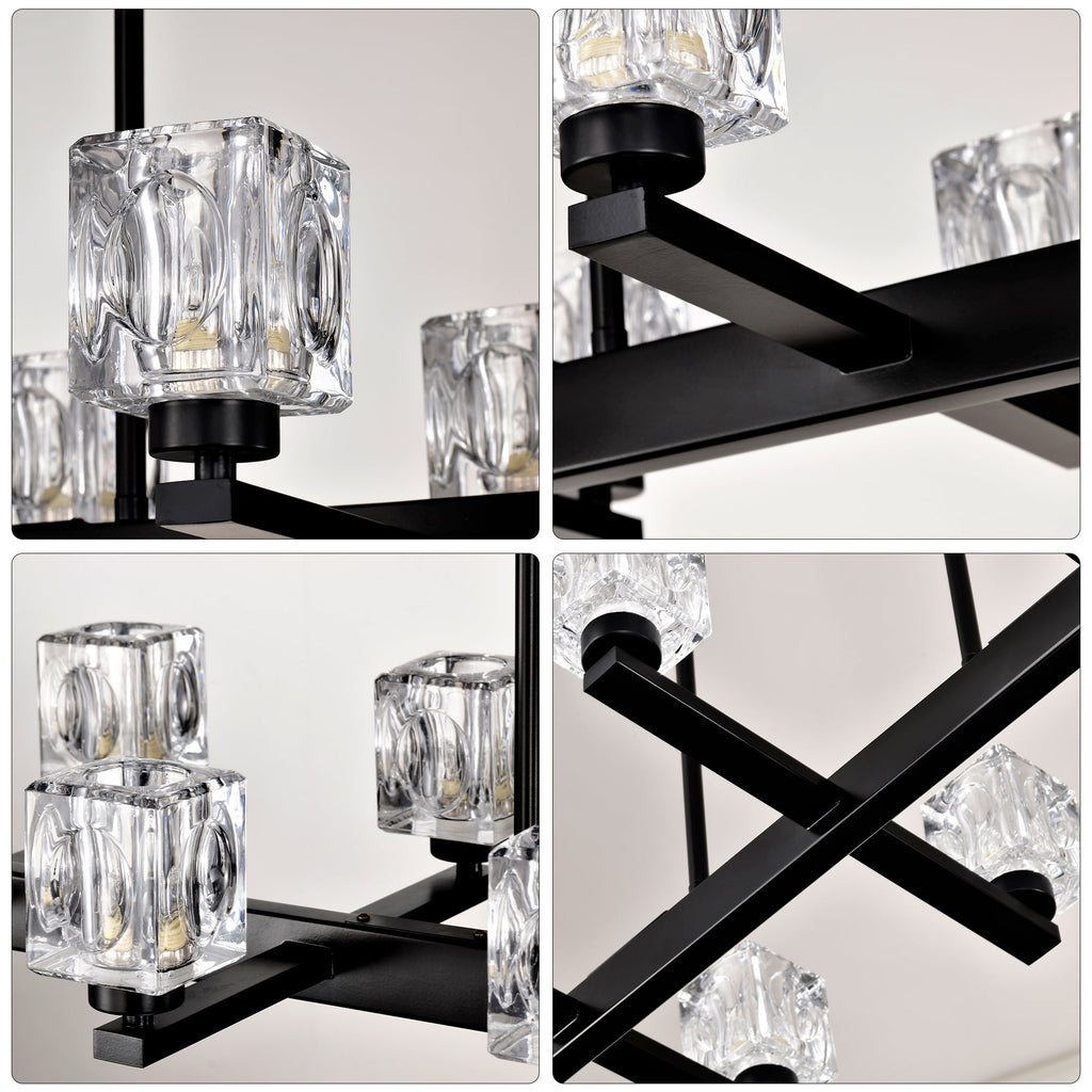 10-Light Dining Room Chandelier with Contemporary Design - Metal