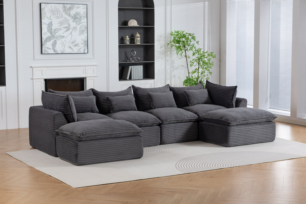 Cloud Couch Oversized Modular Sectional Sofa with Modular Design - Antique Grey