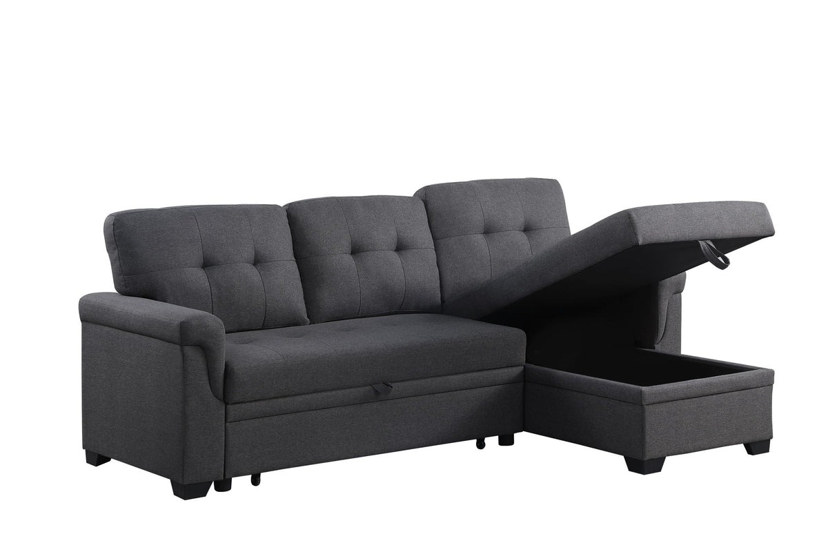 Lucca Reversible Sleeper Sectional Sofa With Storage Chaise