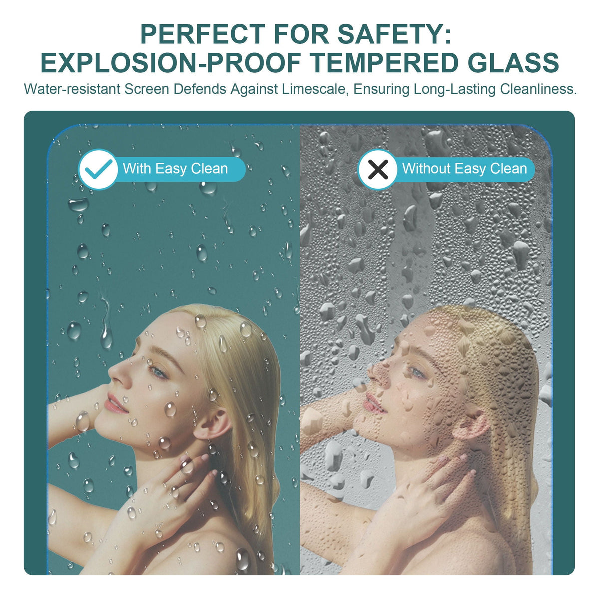 Fold Frameless Shower Door with Tempered Glass - Bi-Fold Modern Design