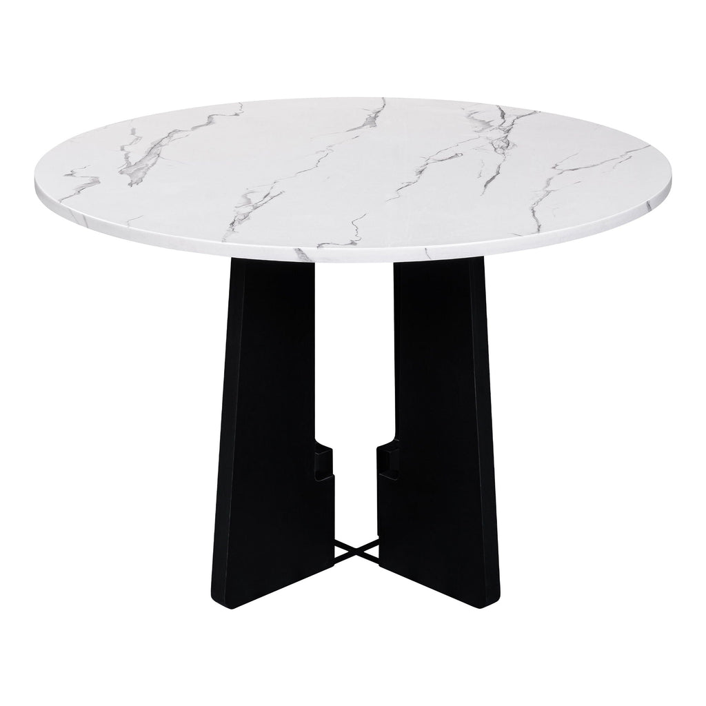 5 Piece Round Dining Table Set with Upholstered Chairs - Black or White