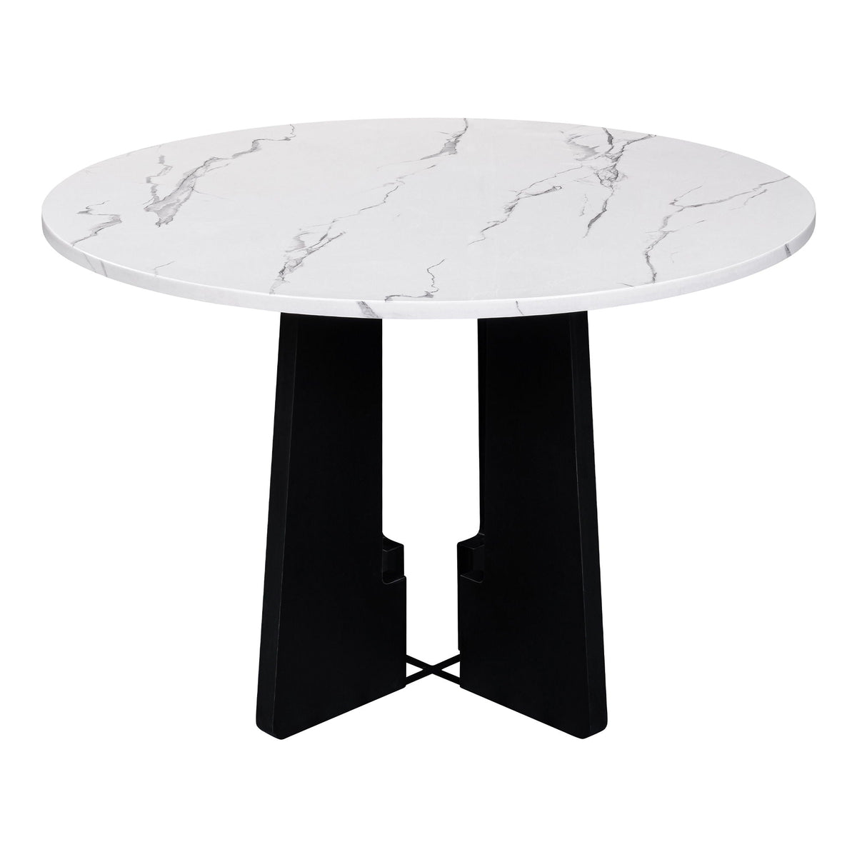 5 Piece Round Dining Table Set with Upholstered Chairs - Black or White