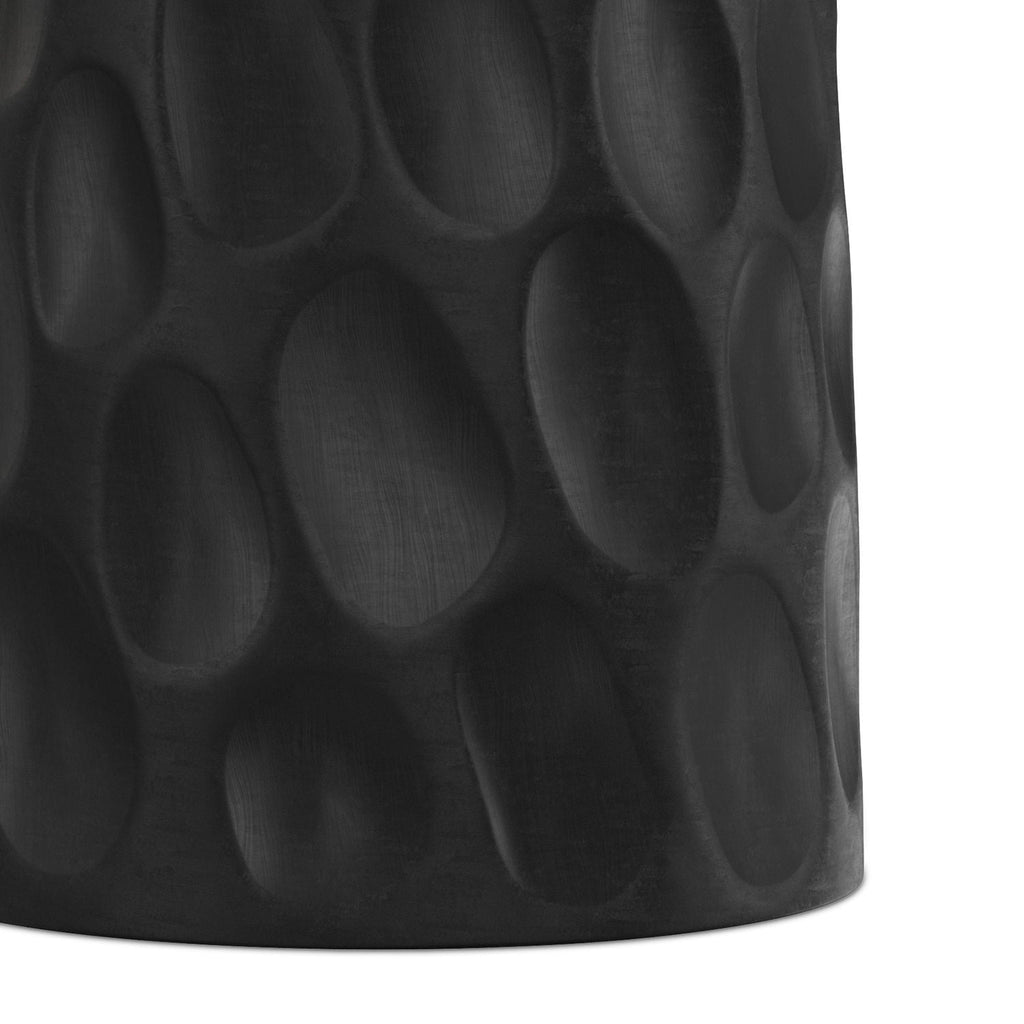 V Chisel Accent Table with Solid Mango Wood - Black