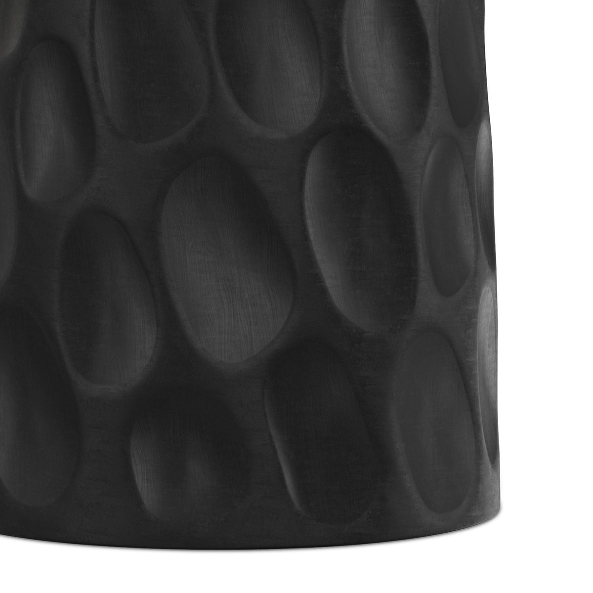 V Chisel Accent Table with Solid Mango Wood - Black