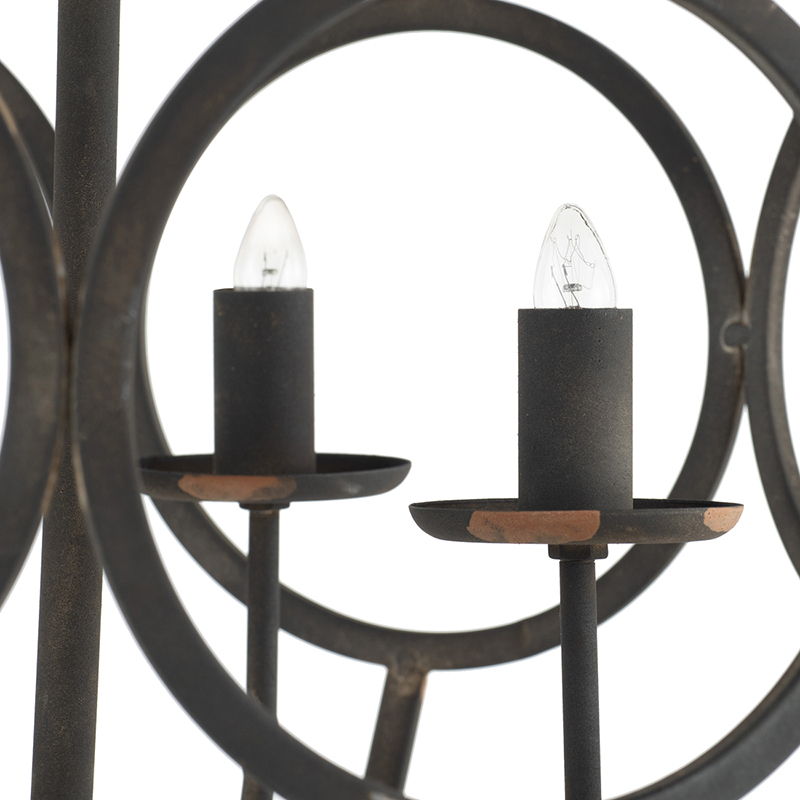 4 Light Metal Chandelier With Adjustable Chain - Black