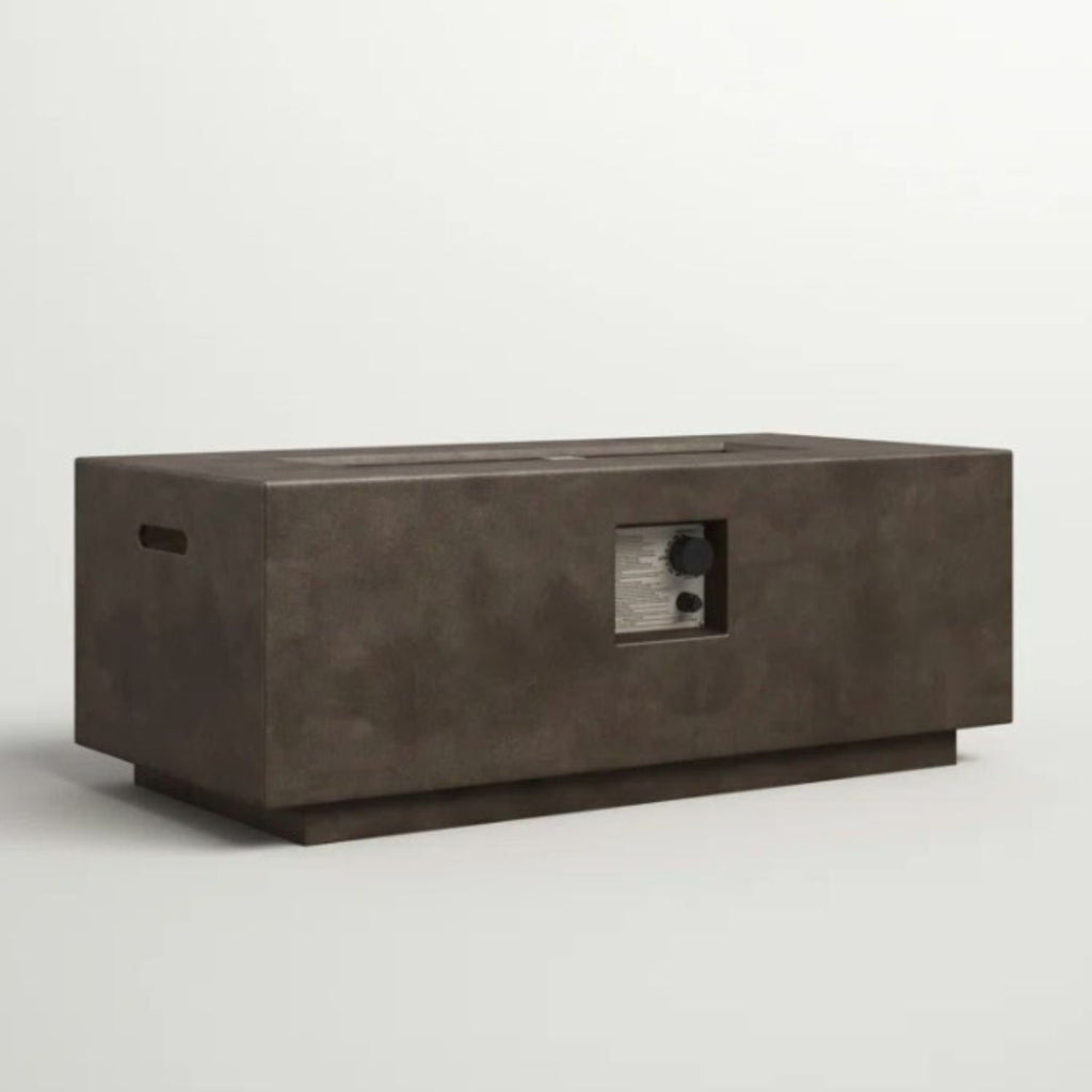 Lightweight Fiber Concrete Fire Pit Table with Push-Button Ignition - Gray or Dark Gray