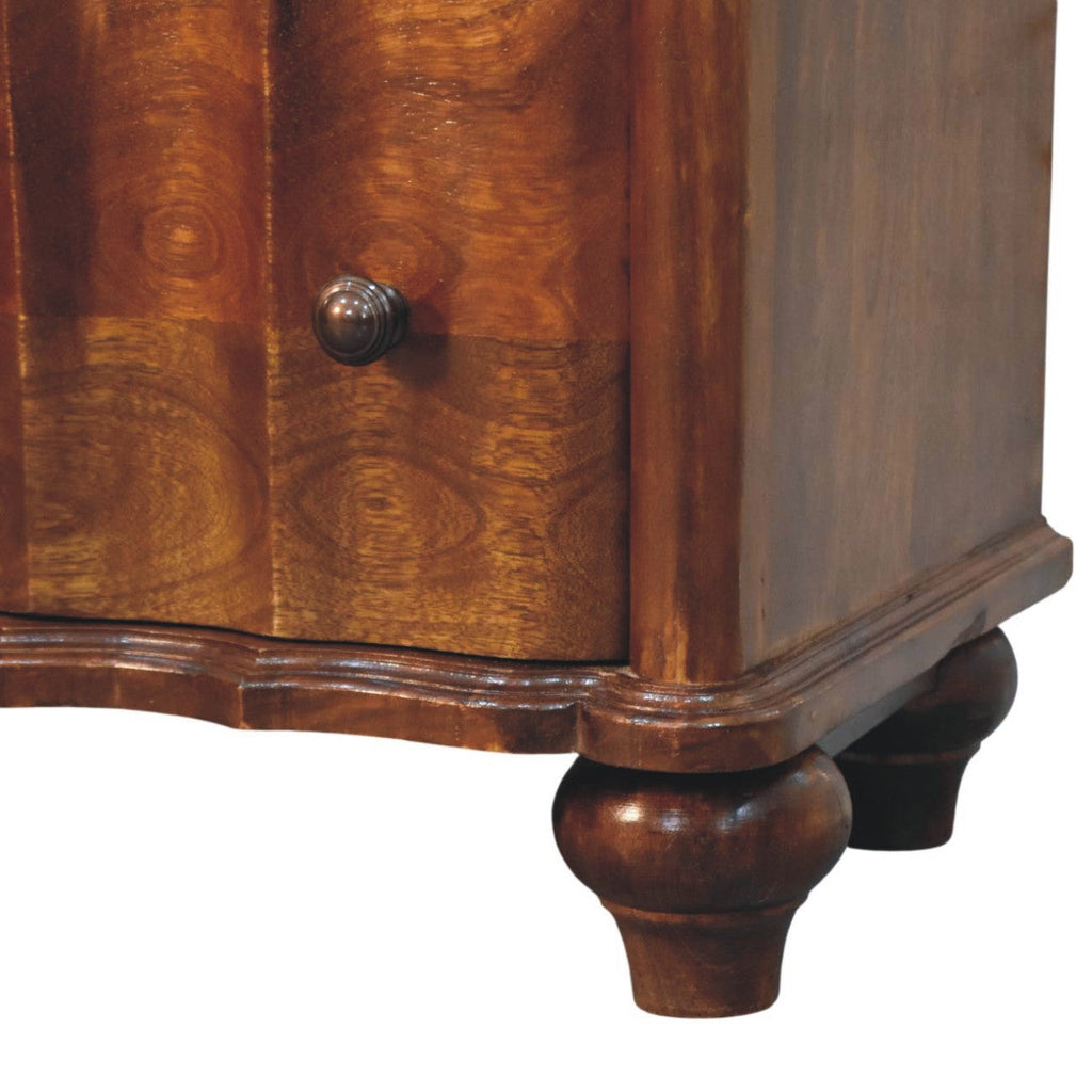 Solid Wood Lume 3 Drawer Chest with Handcrafted Detailing - Chestnut