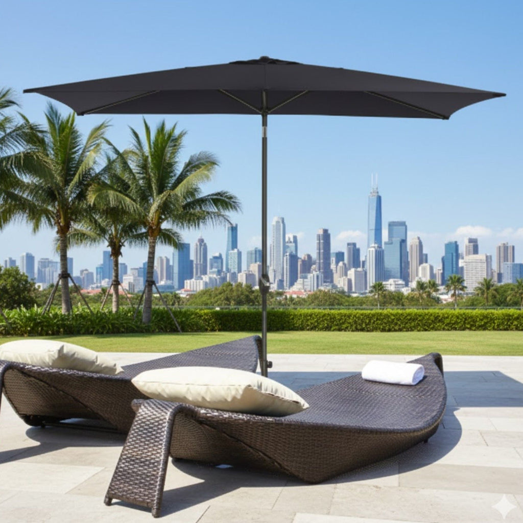 Rectangular Patio Umbrella with Crank Tilt - UV-Resistant Canopy