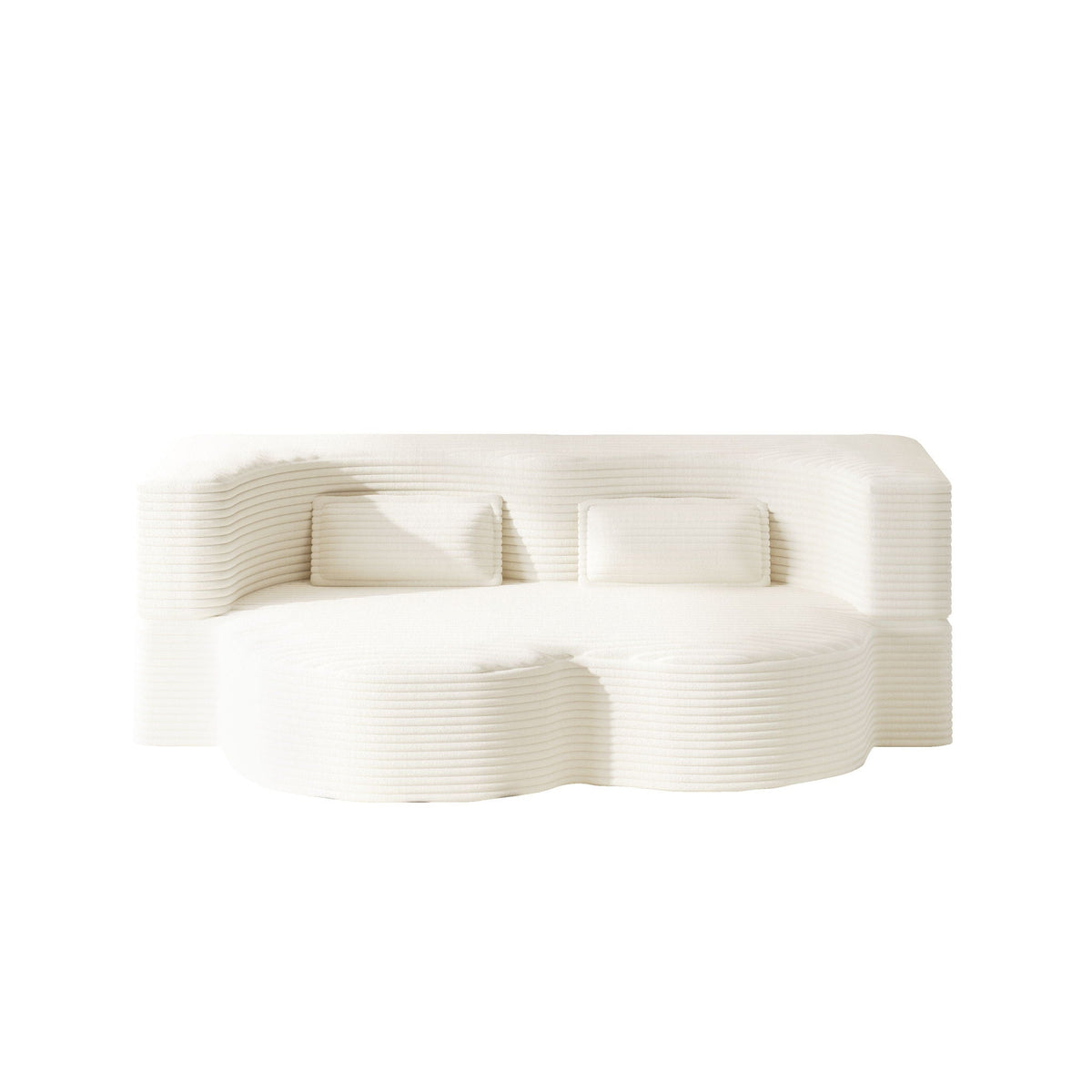 Convertible Floor Sofa with 2 Pillows - Twin Size Corduroy - White or Gray