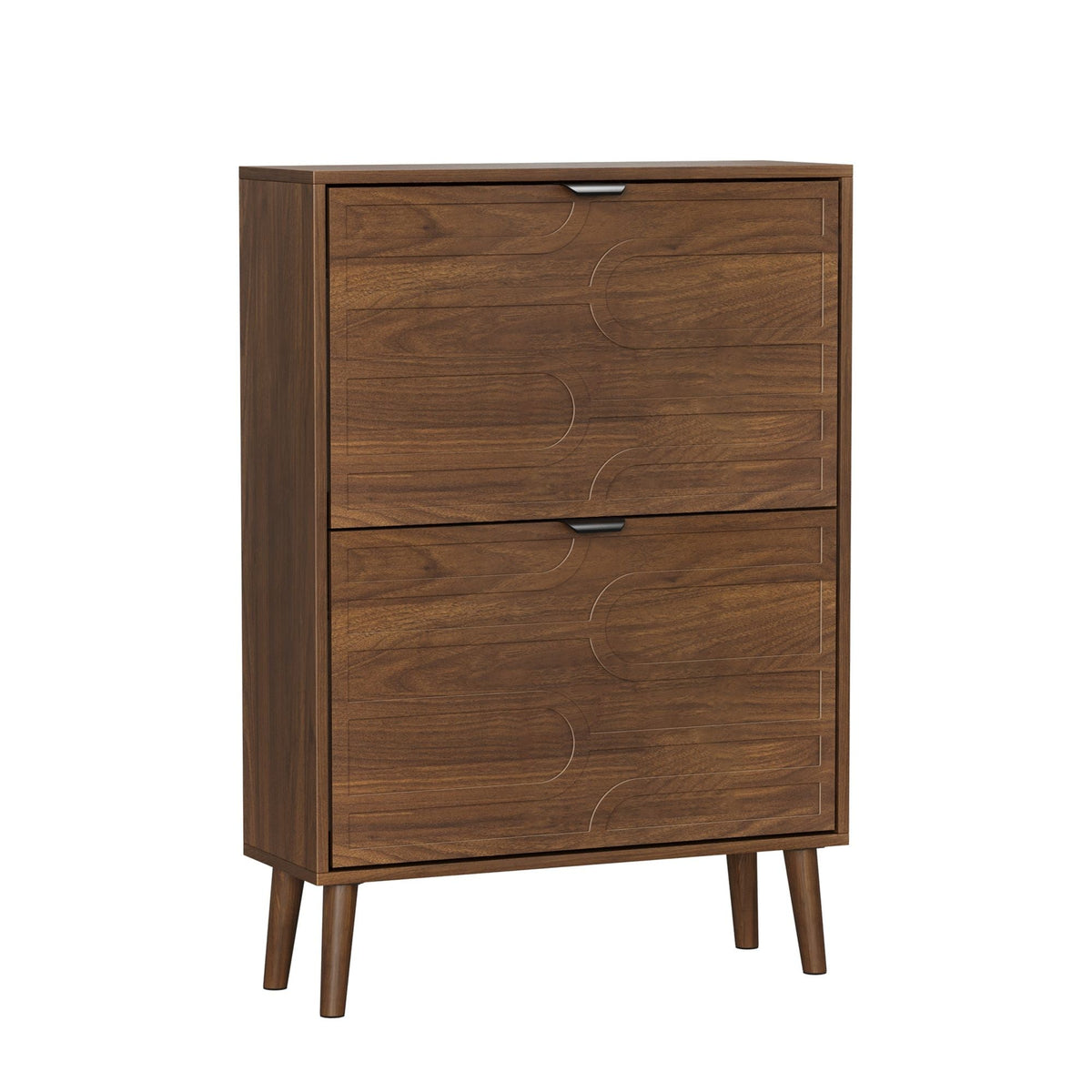 Dark Brown Shoe Cabinet with 2 Flip Drawers - Particle Board
