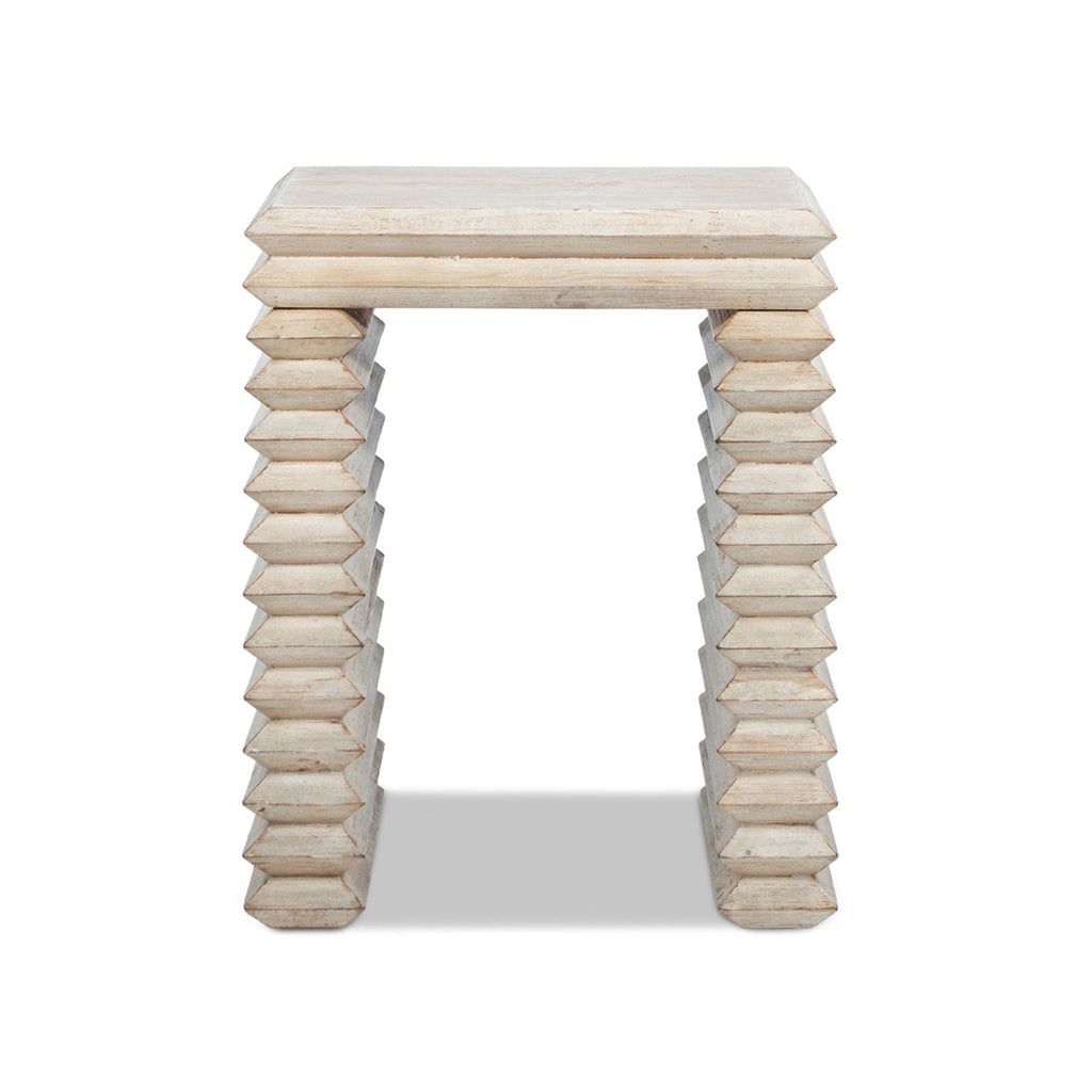 Geometric Waterfall Console Table with Solid Wood Construction - White or Light Brown