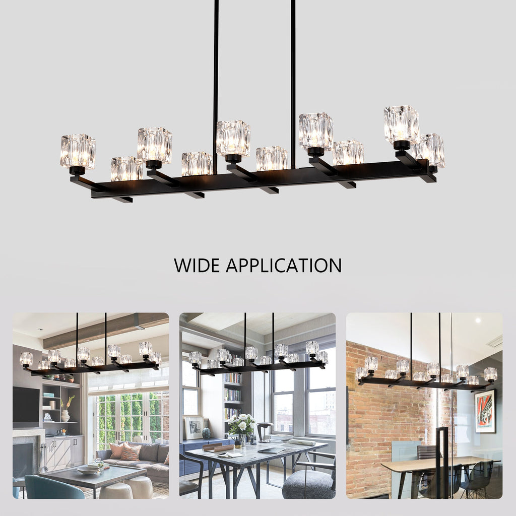10-Light Dining Room Chandelier with Contemporary Design - Metal