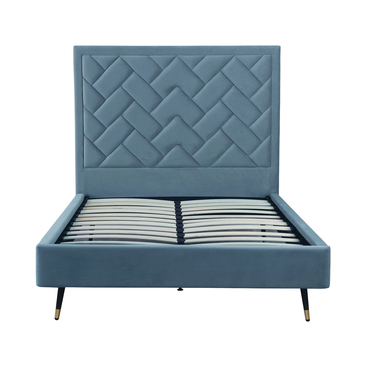 Upholstered Bed with Headboard and Slats - Multiple Colors