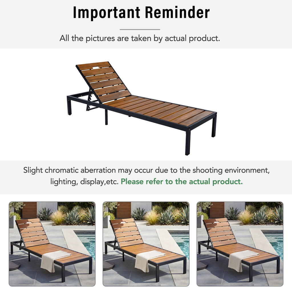 Outdoor Chaise with Adjustable Backrest - Light Brown or Dark Brown