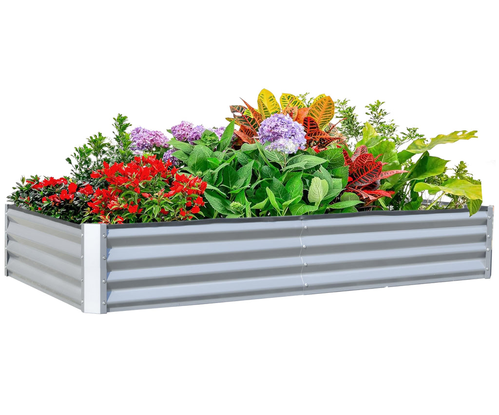 Galvanized Raised Garden Bed with Durable Steel Construction - Silver
