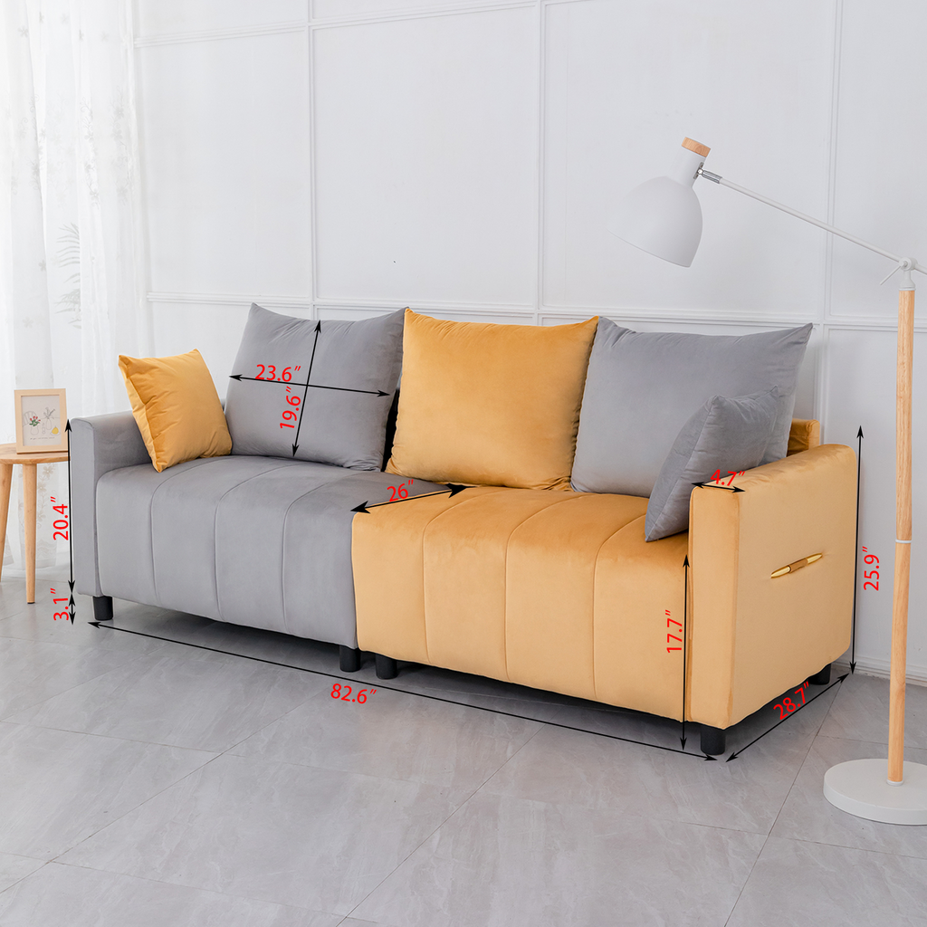 Velvet Modern 2-Seater Sofa with Chrome Accents - Light