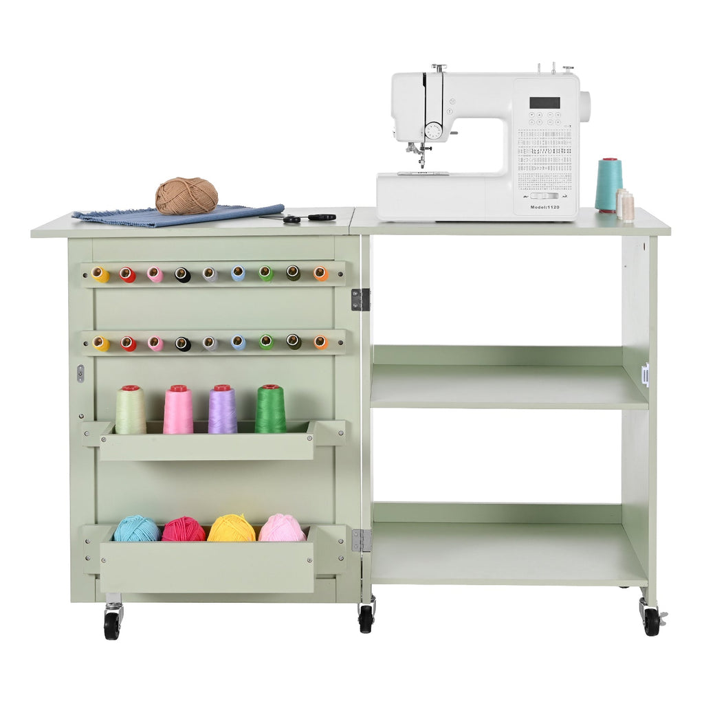 Folding Sewing Table with Compact Storage - Particle Board
