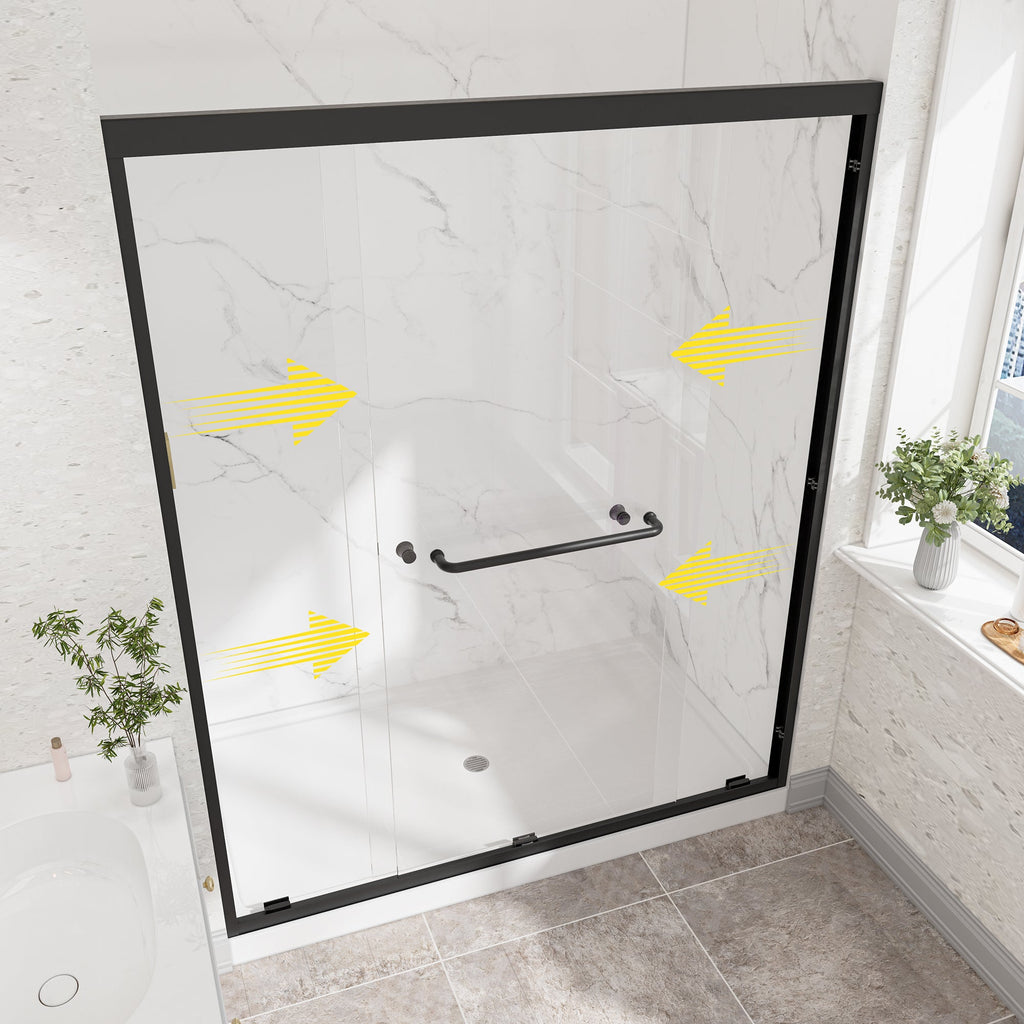Matte Shower Door with Tempered Glass - Matte Black