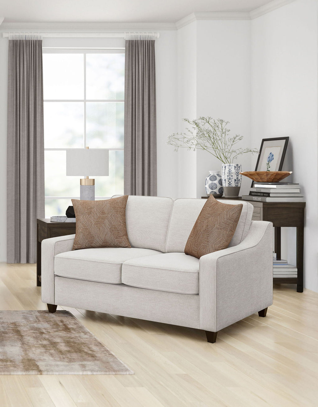 Christine Upholstered Sloped Arm Loveseat Beige