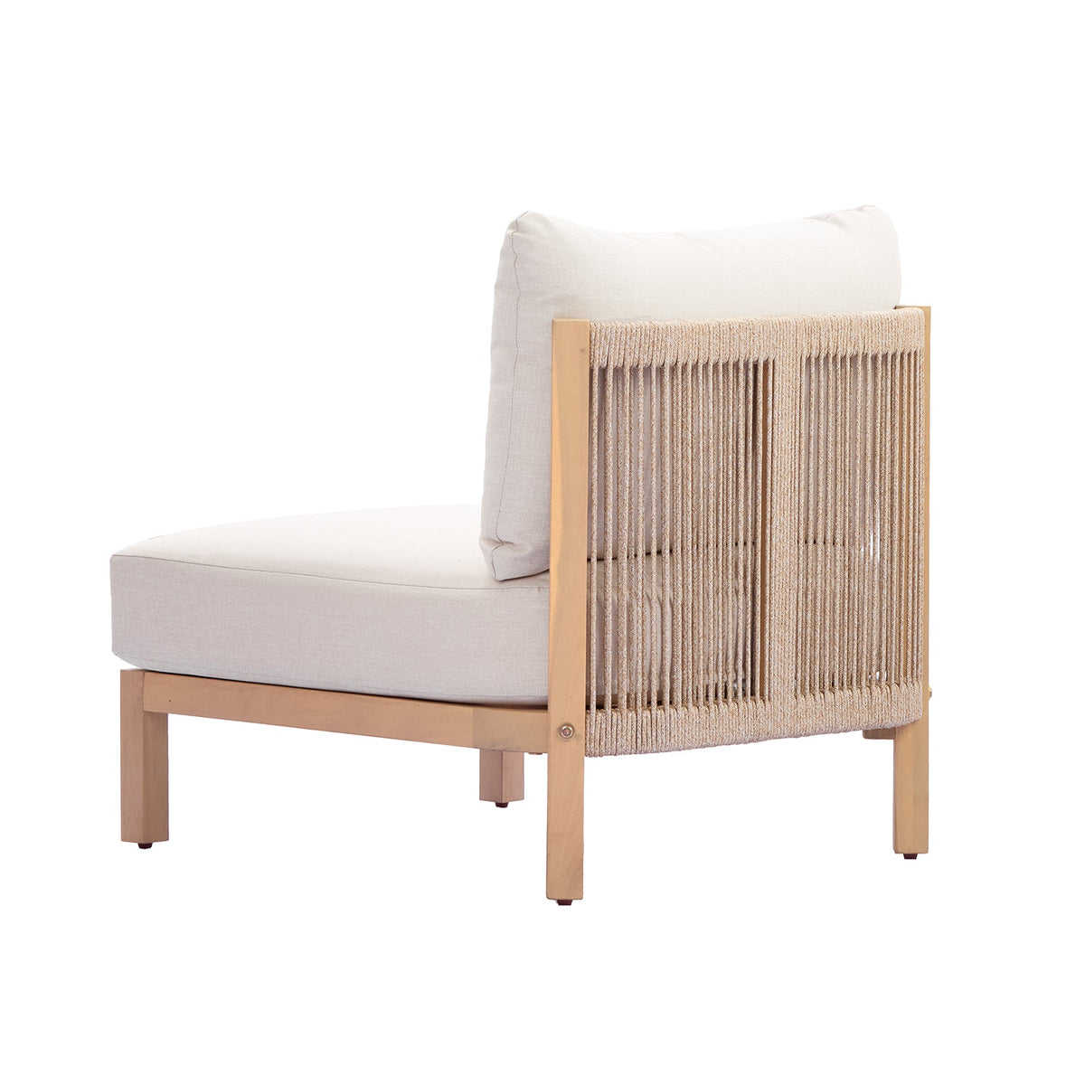 Acacia Wood Patio Club Chair Set of 2 with Rope Weave - Light Teak