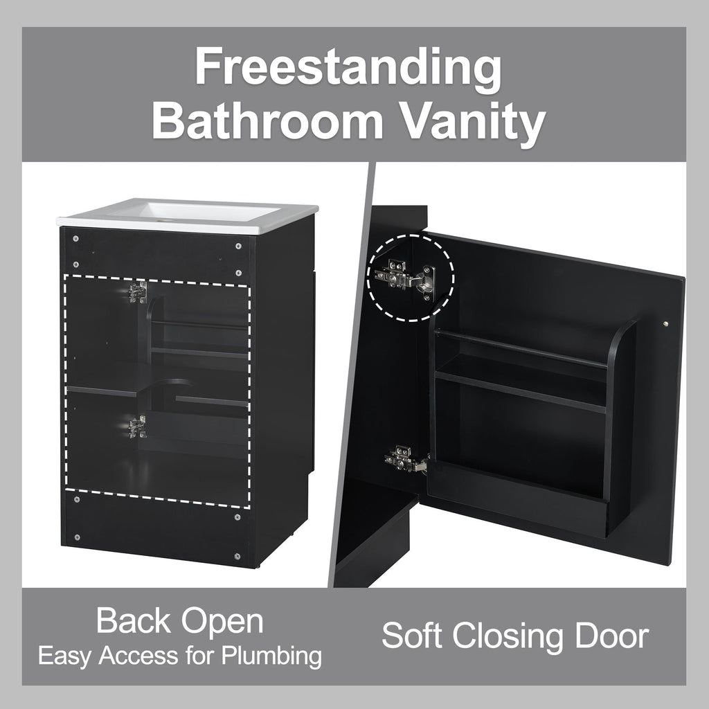 Bathroom Vanity with Sink and Adjustable Shelf - Multiple Colors