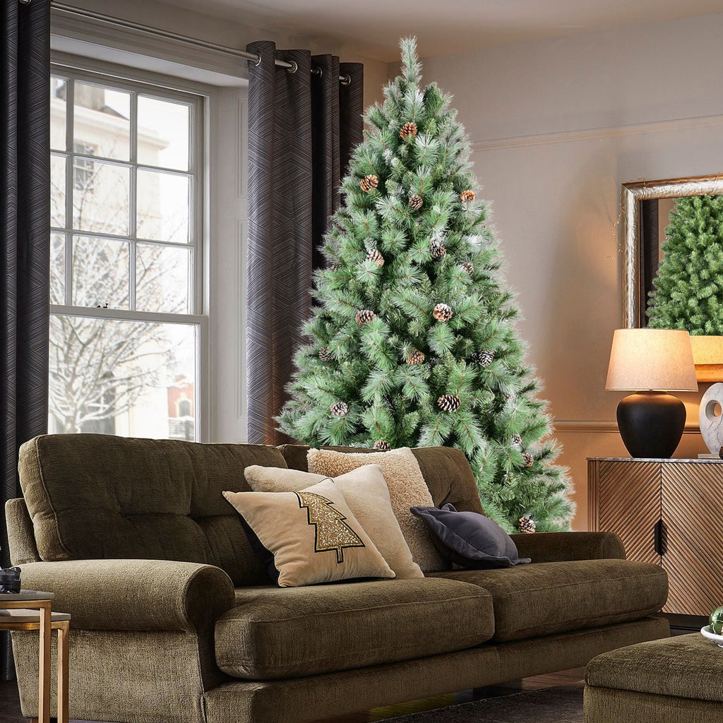 7.5FT Christmas Tree with 92 Pine Cones and Sturdy Metal Stand