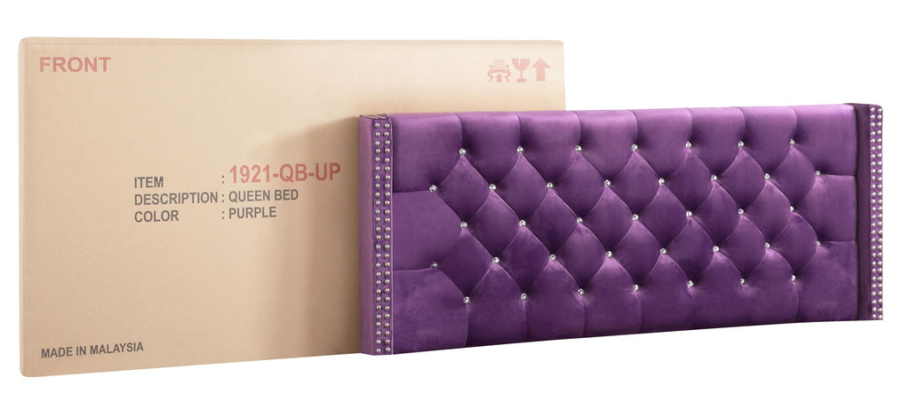 Upholstered Nailhead Trim Chic Bed with Tufted Headboard - Multiple Colors